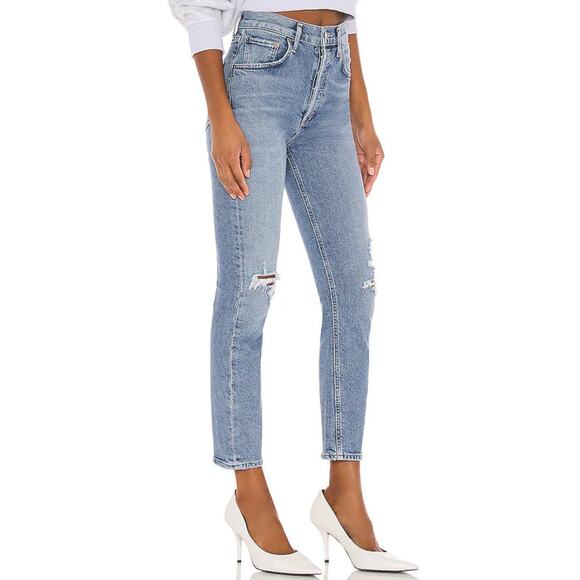 Agolde Riley Straight Leg Crop Jeans in Whiplash Size 27